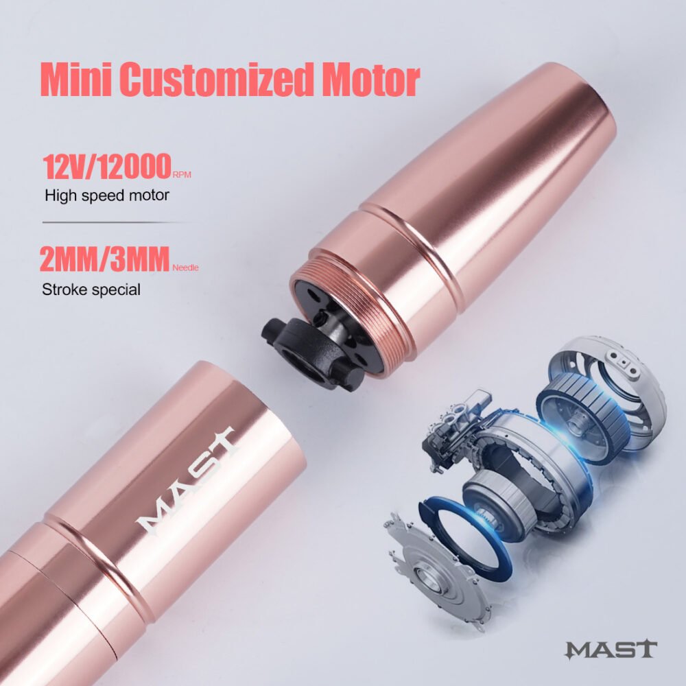 Mast Magi Rose Gold Color Powerful RCA Permanent Makeup 2 0 and 3 0 Stoke Rotary 3